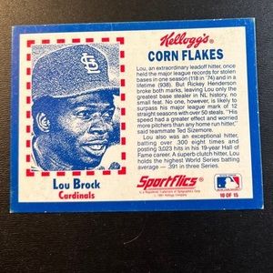 Kelloggs  Corn Flakes  Baseball Greats  Lou Brock 1991 motion changing card.